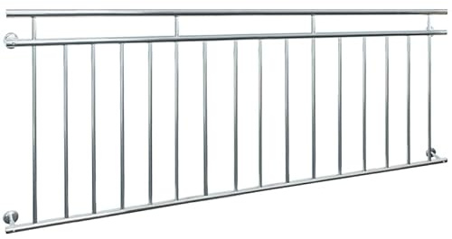 ECD Germany Balustrade Française 90x225 cm, 16 Barreaux de Remplissage, Argent Brillant, en Acier Inoxydable, Garde-Corps de Balcon, Grille de Sécurité Protection Extérieure Fenêtre, Appui Rambarde
