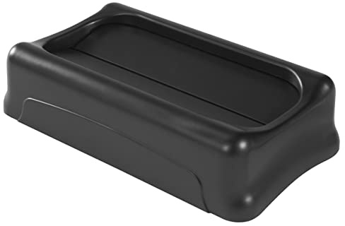 Rubbermaid Commercial Products Slim Jim® Schwingdeckel | geschlossen | Passend für 60L/87L Slim Jim Behälter | Für Küchen, Klassenzimmer & gewerbliche Nutzung | Schwarz | FG267360BLA