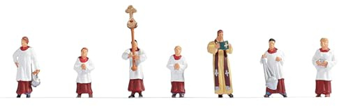 NOCH Figuren-Set „Pfarrer und Ministranten“, 1:87 H0 Modell-Figuren, für kreative Ausschmückung und Miniatur-Szenen
