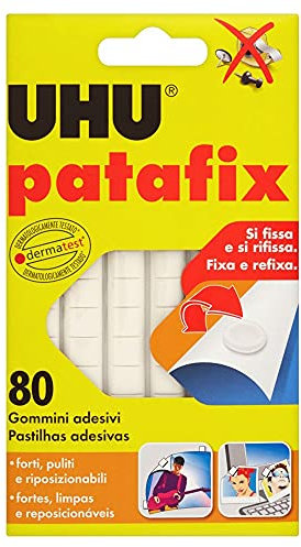 UHU Patafix 41710 - Gomma adesiva removibile, Bianco, confezione da 80 gommini