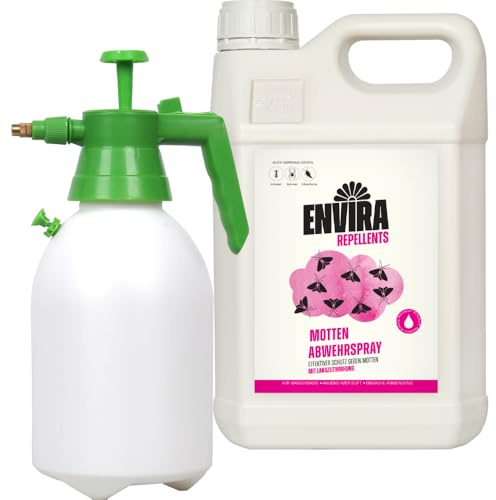 Envira Mottenspray 5 Liter + 2 Liter Drucksprüher - gegen Kleidermotten | Motten Spray mit Langzeitwirkung gegen Lebensmittelmotten - Mottenschutz für den Kleiderschrank, Mittel gegen Motten