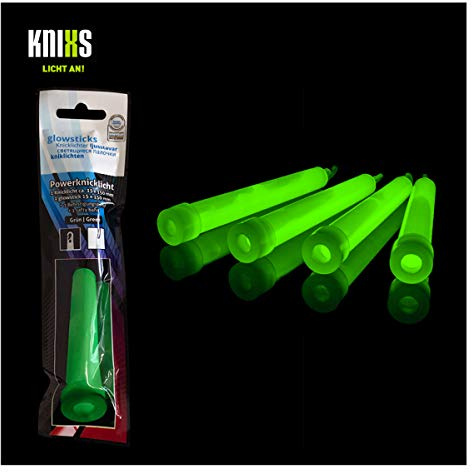 KNIXS - 10x Power Knicklichter, seit 15 Jahren in Profiqualität, Glowsticks einzeln verpackt - 150 x 15 mm - Leuchtstäbe - 7 einfarbig Leuchtend