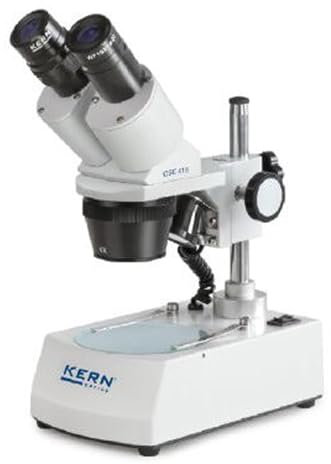 KERN Optics Stereomikroskop für Schule, Ausbildungsstätte und Werkstatt, Binokular Tubus, 2x/4x Objektiv, Säule, 0.21W LED, Auflicht, Durchlicht
