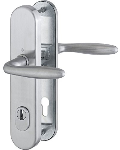 HOPPE Haustür Eingangstür Sicherheits- Drückergarnitur VERONA - DIN-Norm Entfernung 92mm, edelstahl matt, 1 Stück Sicherheitsbeschlag