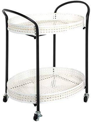 HAKU Servierwagen Creme, schwarz, Metall - Maße: B 60 cm x H 70 cm x T 40 cm, Style: Art Deco