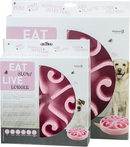 Eat Slow Live Longer Original Feeder S/M - Ø20,5 cm - Futternapf - Antischlingnapf Hunde - Schleckmatte Hund - Hundenapf - Slow Feeder für Hunde - rutschfest - Rosa