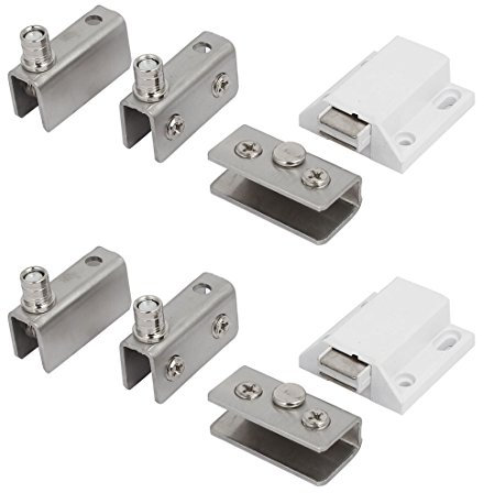 Sourcingmap Cabinet Shower Door Pivot Hinges Magnetic Catch Latches Glass Clamps 2 Sets