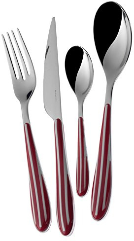 BUGATTI ZB3U-013F50 Zebra Ménagère de 24 Pièces Service de Table SAN/Acier Rouge 22 x 8 x 30 cm