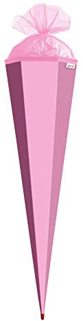ROTH Bastelschultüte 85cm rosa sechseckig - Schultüte mit Stabiler Rot(h)-Spitze mit Tüll-Verschluss