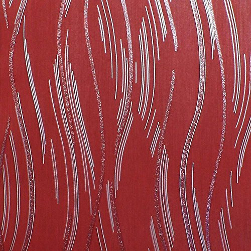Glitter Wallpaper Shimmer Textured Modern Lines Stripes Red Grey Silver