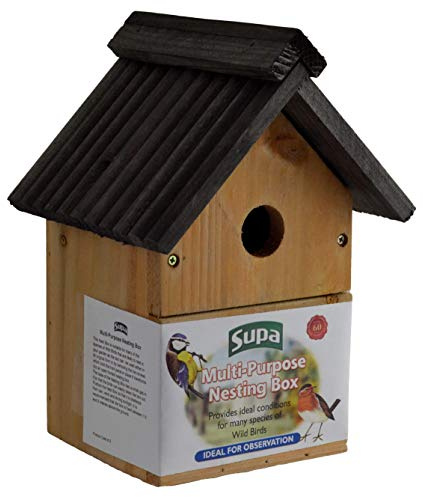 Supa Nichoir Multifonction pour Oiseaux Sauvages - Peut être Ouvert sur Le Devant ou Traditionnel - Convient pour de Nombreuses espèces d'oiseaux de Jardin