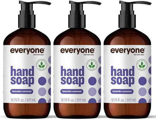 Everyone Liquid Hand Soap, 12.75 Ounce (Pack of 3), Lavender and Coconut, Plant-Based Cleanser with Pure Essential Oils