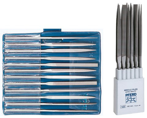 PFERD TOOLS Präzisions-Nadelfeilen-Set, 12-teilig | Schweizer Hieb 1, 140mm | 12703062 – für die mittlere Präzisionsbearbeitung, in Rolltasche
