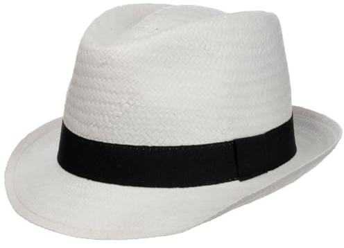 Lipodo Malaga Strohtrilby Damen Herren Kinder Made in Italy Strohhut Sommer weiß XL (60-61 cm)