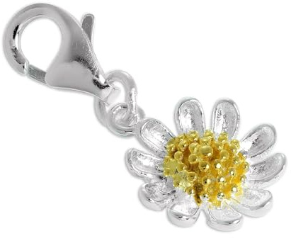Charm Marguerite en Argent 925/1000 et Plaqué Or Attache Mousqueton