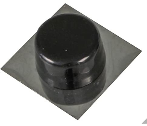 Amig - Tope Adhesivo para Puertas de Paso - 45 x 45 mm - Modelo 405 - Plástico - Acabado Negro Inoxidable - Base Metálica Cuadrada - Fijación en el Suelo - Fácil Instalación