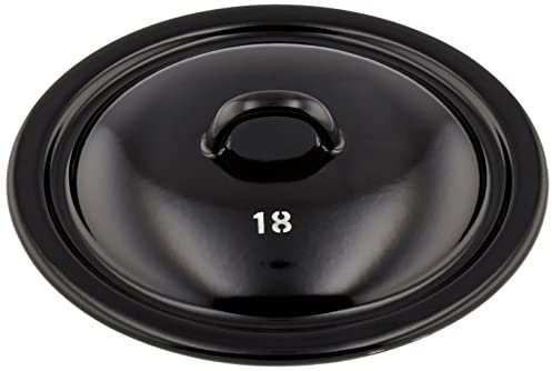 Riess, 0255-017, Deckel 18, CLASSIC - RIESEN UND ZWERGE, Durchmesser 18 cm, Höhe 4.5cm, Emaille, schwarz, Kochdeckel