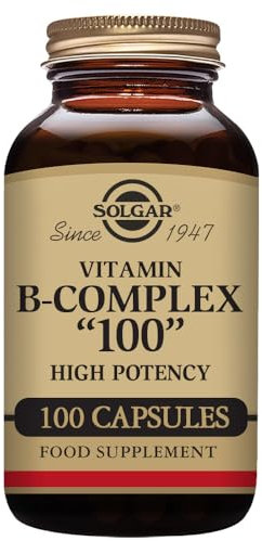 Solgar Vitamin B-Complex 100 Extra High Potency Vegetable Capsules - Pack of 100 - Key Vitamin B Combination - For Increased Energy and Mental Performance - Vegan and Gluten Free