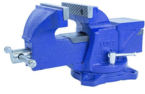 Yost Vises Tool 4-Inch Workshop Duty Bench Vise, Model BV-4, with 120-Degree Swivel Base, Blue