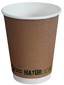 Unbekannt Kaffeebecher to go NATÜRLICH, braun-weiß, 300 ml, braun-weiß, PLA-beschichtet, biologisch abbaubar (25 Stück)