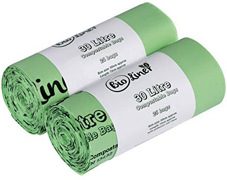 All-Green 30 Litre x 50 bags Compostable Bags - Compost Bag Kerbside Food Waste Caddy Liners - EN 13432 - Compost Bag 30L Bin Bags with Composting Guide