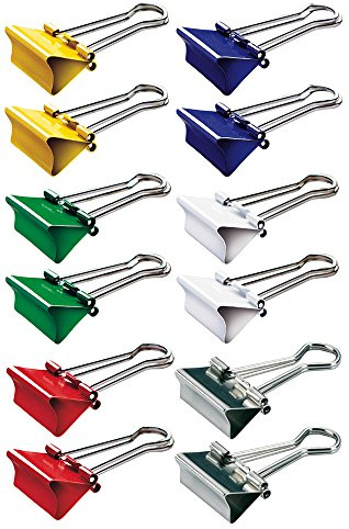 MAUL Foldback Klemmer rot Metallklammern 32 mm 12er Pack | starker Halt für bis zu 130 Blatt, griffige Bügel zum Aufhängen, robuste Federstahl-Ausführung, handliches 12er Set