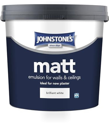 Johnstone's 306755 Matt Emulsion Paint, Brilliant White, 5 l (Pack of 1)