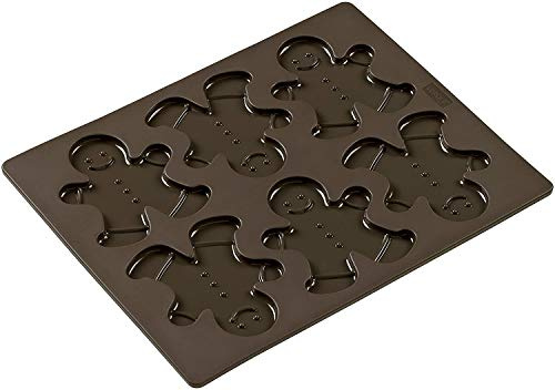 Lurch 65014 FlexiForm Keksform Lebkuchenmann/Backform für 6 Kekse aus 100% BPA-freiem Platin Silikon, braun