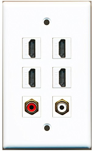 RiteAV – 4 HDMI 1 puerto RCA rojo 1 Puerto RCA blanco placa de pared