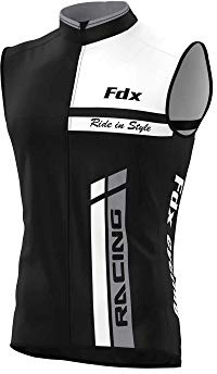 FDX Cycling Gilet Men’s – Breathable, Lightweight, Softshell Sleeveless Reflective Biking Jacket - Windproof Vest for Running, MTB, Riding, Hiking - Water Resistant Bicycle Top Gear (XL)