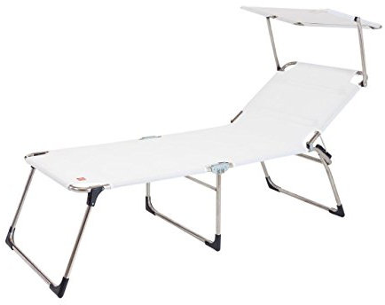jan kurtz fiam Sonnenliege Gartenliege Amigo Fourty-Sun mit Dach extra hoch, 42 cm, Farbe:Weiss