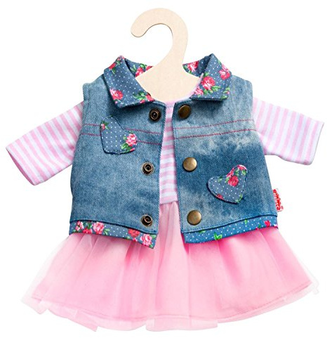 Heless 1550 - Bekleidungs-Set für Puppen, 2 teilig mit Tüllkleid und Jeansweste, Größe 28 - 35 cm