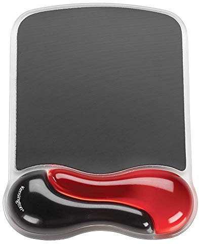 Kensington Mouse Mat with Wrist Support - Ergonomic Duo Gel mouse mat, compatible with laser and optical mice for comfort when at computer, laptop, office, PC, gaming - Red/Black (62402)