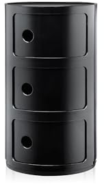 Kartell Componibili, Conteneur 3 éléments, Noir, Base Ronde