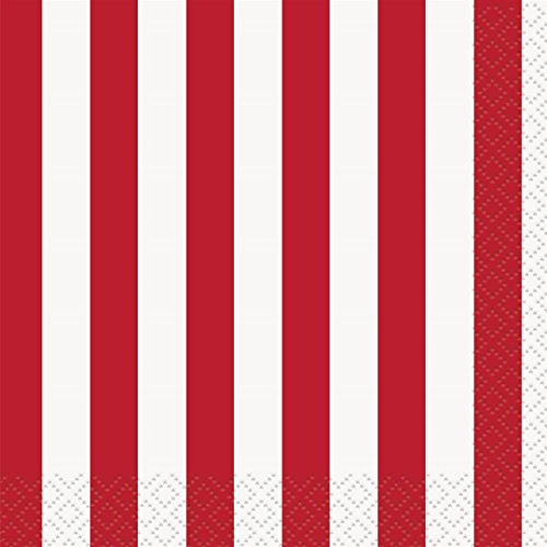 Red Striped Beverage Napkins, 16ct