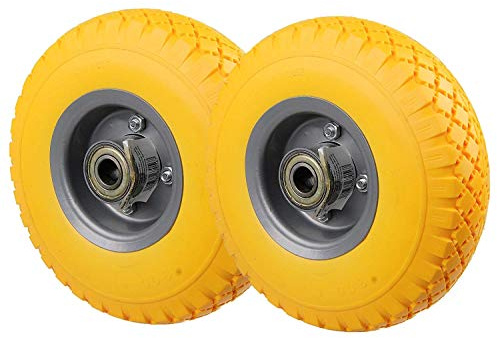 HRB PU Rad 260 mm - Pannensicher je 130 kg Traglast, Metallfelge (Gelb, 2 Stück)