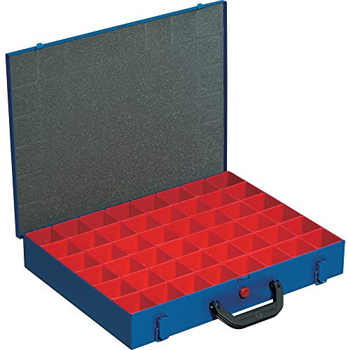Allit, Cassetta per gli attrezzi, per minuteria, vuota, in metallo EuroPlus 44/48x63, blu, 48 inserti