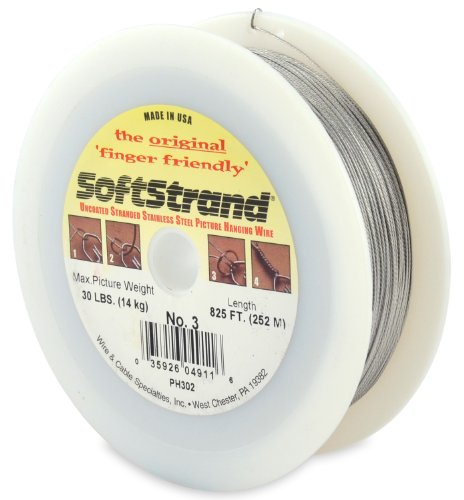 WCS Softstrand, Uncoated Stranded Stainless Steel Picture Wrapping Wire, Size #3, 30 lb / 14 kg, 825 ft / 252 m