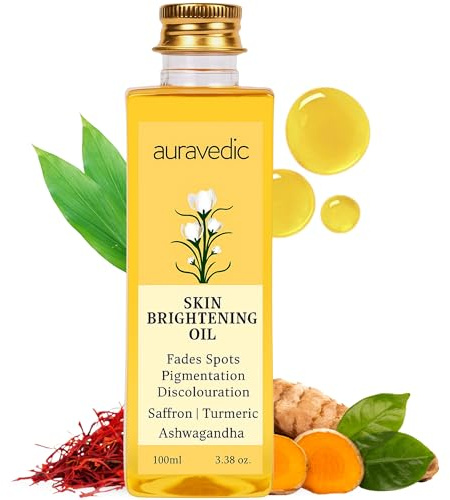 Auravedic Turmeric Face Oil | Saffron & Ashwagandha Ayurvedic Glow Oil for Dull & Uneven Looking Skin | Nourishing Face Massage Oil for Radiant Skin | 100ml (Pack of 1)