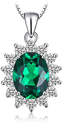 JewelryPalace Principessa Diana William Kate Middleton's 2.5ct Simulato Smeraldo Verde 925 Sterling Argento Pendente Collana 45cm