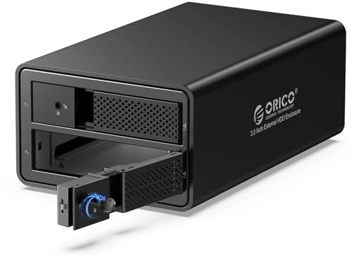 ORICO 2 Bay USB 3.0 to SATA 3.5 inch External Hard Drive Enclosure Support 32TB (2 x 16TB) Aluminum Alloy HDD RAID Enclosure Support RAID Mode (9528RU3)