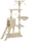 tectake® Arbol Rascador para Gatos, Rascador 144cm, Caseta, Varias Alturas, 3 Ratones de Juguete, Nido, Protección Antivuelco, Estructura Robusta, Rascador Gato, Juguetes para Gatos - Beige