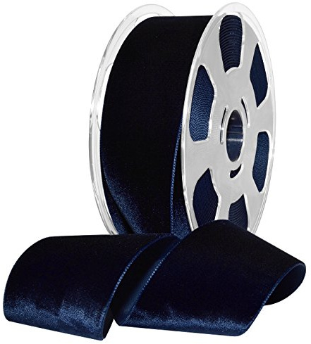 Morex Ribbon Nylvalour Velvet Ribbon, Nylon, 2 inches by 11 Yards, Navy, Item 01250/10-419, 2 by 11 yd,