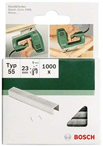 Bosch Accessories 2609255844 Set de 1000 agrafes à fil plat Type 55 Largeur 6 mm Epaisseur 1,08 mm Longueur 18 mm
