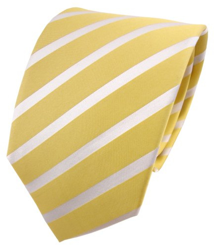 TigerTie Designer Seidenkrawatte in gelb blassgelb weiß gestreift