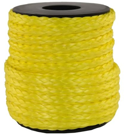 Gepotex Dyneema Flechtschnur Seil Dyneemaseil Flechtleine aus Dyneema - Durchmesser 5mm – Länge:10 Meter Fb. gelb - 2.600 daN