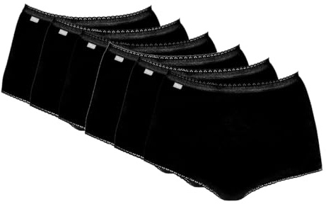 Playtex Femme Lot de culottes Maxi Coton Stretch Culotte, Noir, XL