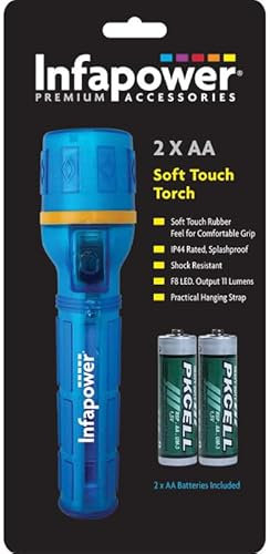 Infapower INFA-F020 Splashproof Soft Touch Rubber Extra Bright F8 LED Torch with Shock Resistance, Blue