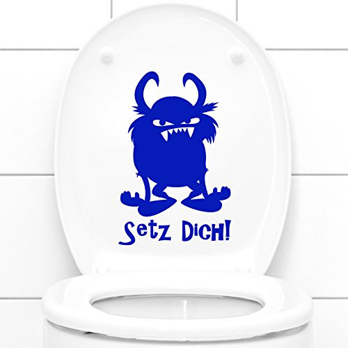 WANDTATTOO-GÜNSTIG-FFO Wandora WC Deckelaufkleber Setz Dich! + Monster I pink (BxH) 13 x 20 cm I Badezimmer Bad Toilette Wandaufkleber Wandsticker Sticker Aufkleber G122