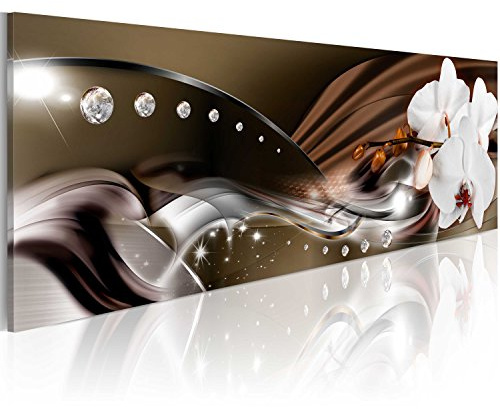 B&D XXL Acrylglasbild Blumen 120x40 cm 1 Teilig Wandbild auf Acryl Glasbilder Kunstdruck Moderne Acrylglas Platte Wanddekoration Geschenke Heimdekoration Glasbild Orchidee Diamant b-A-0072-k-b